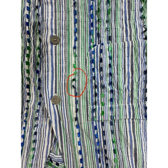 Alfred Dunner Greenwich Circle Shirt Size 12 Eyelash Threads Striped Blue‎ Green - Picture 10 of 11